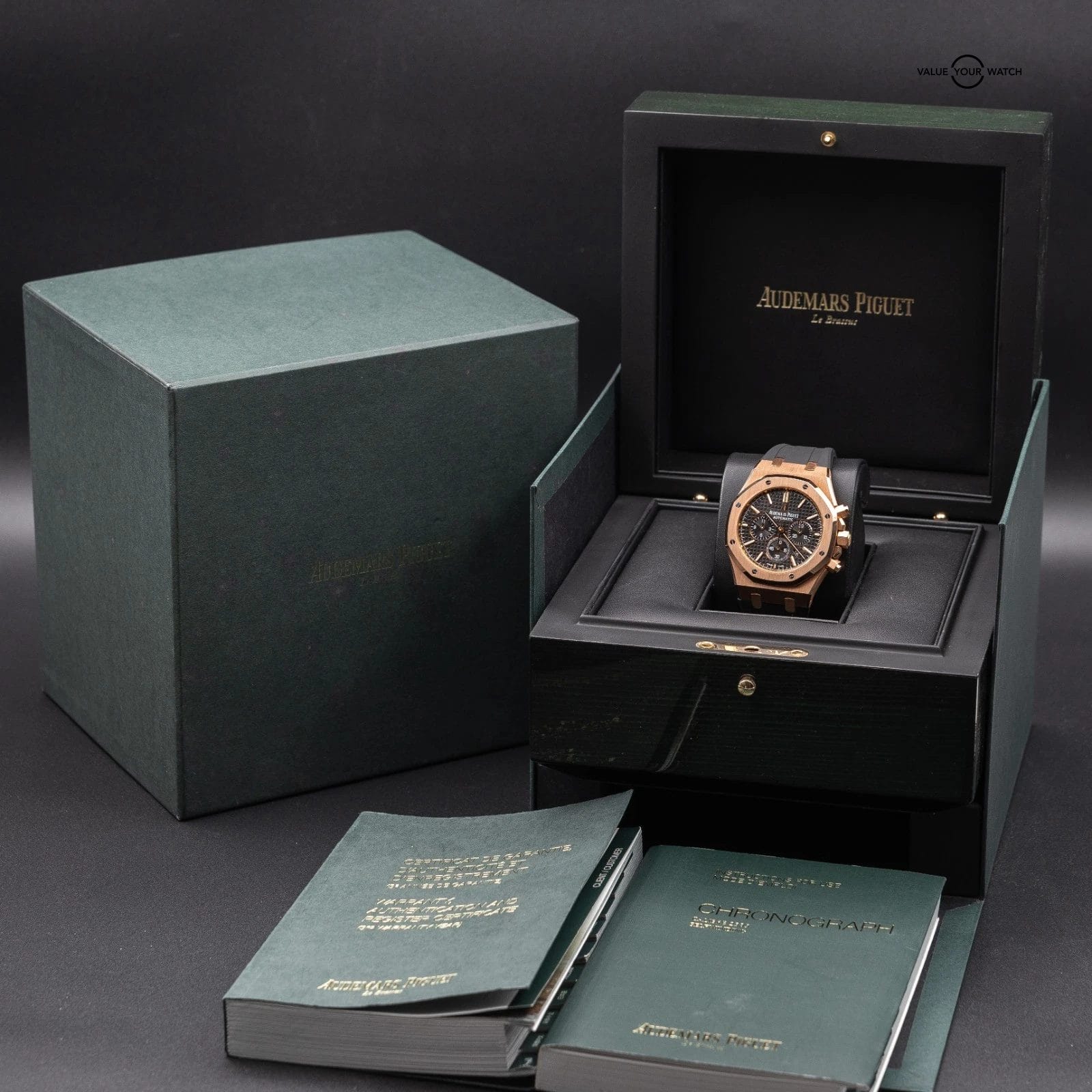 Audemars Piguet Royal Oak Chronograph 41mm Rose Gold 26320OR Black - Full Set - Image 5