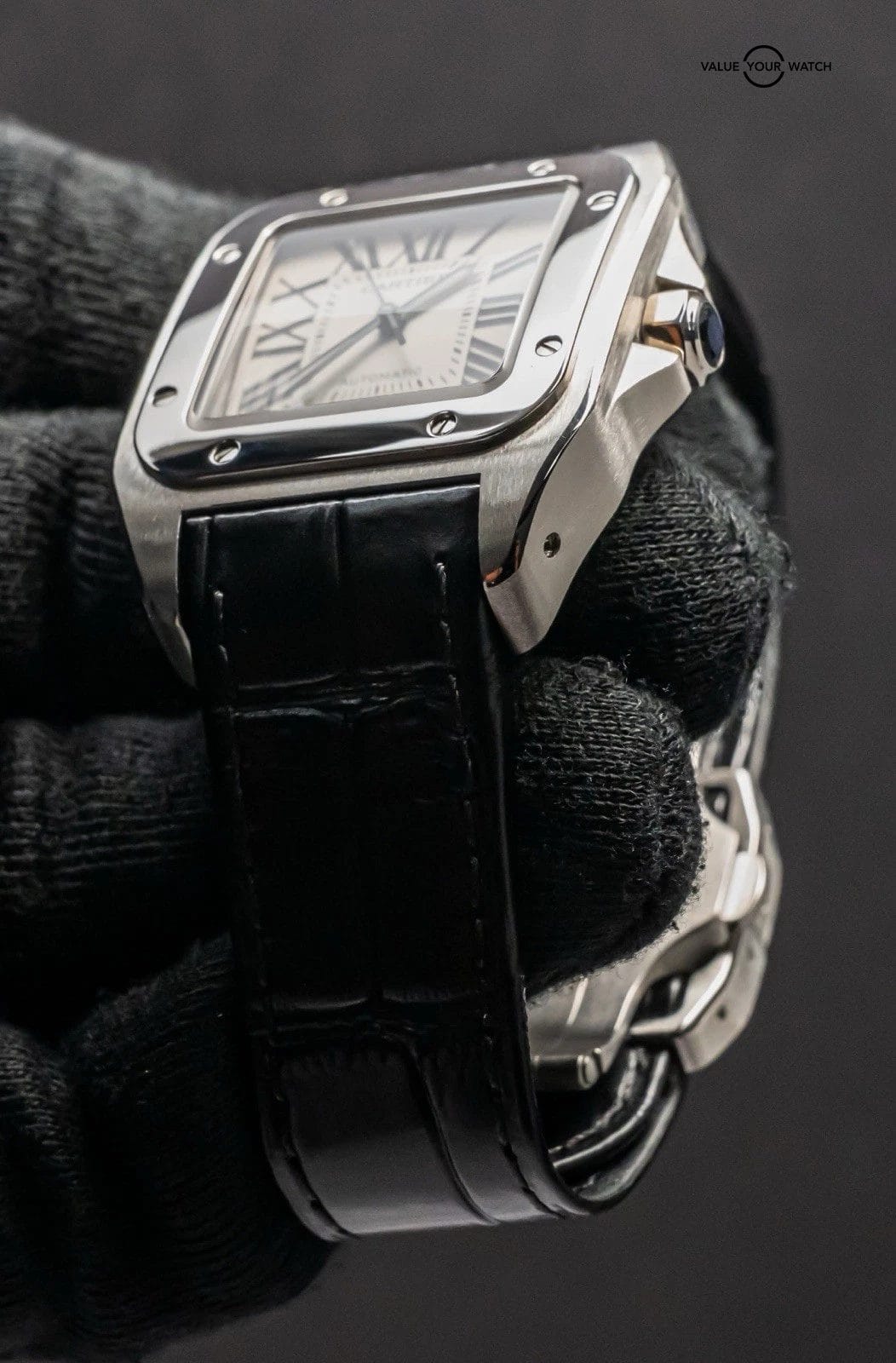 Cartier Santos 100 Silver Dial Box Papers Midsize Stainless Steel W20126X8 2878 - Image 6