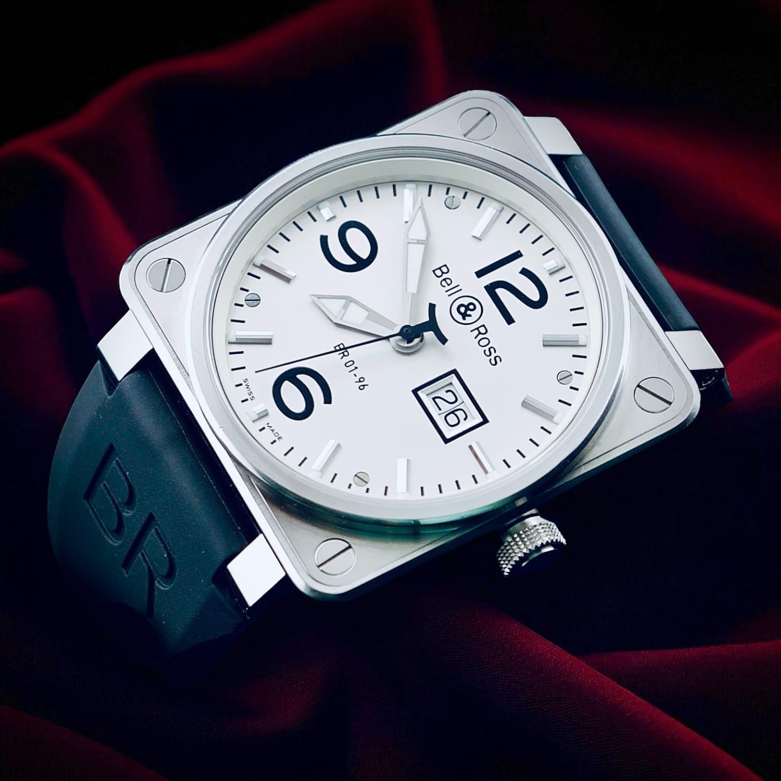 Bell & Ross BR 01-96 Grande Date 46mm | Opaline White Dial | B&R Strap & Buckle - Image 4