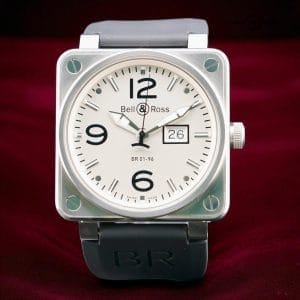 Bell & Ross BR 01-96 Grande Date 46mm | Opaline White Dial | B&R Strap & Buckle