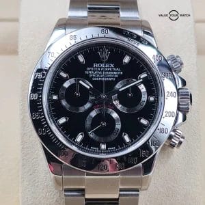 Rolex Daytona Black Dial in Steel, pre-ceramic full set and RSC Serviced! 116520