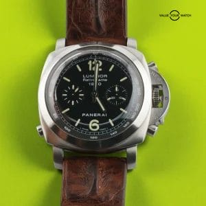Panerai Luminor 1950 Rattrapante Chronograph PAM00213 44mm Black Dial – 2 Straps