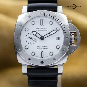2023 Panerai Submersible Bianco White Dial Automatic Rubber 42 Pam02223 Full Set
