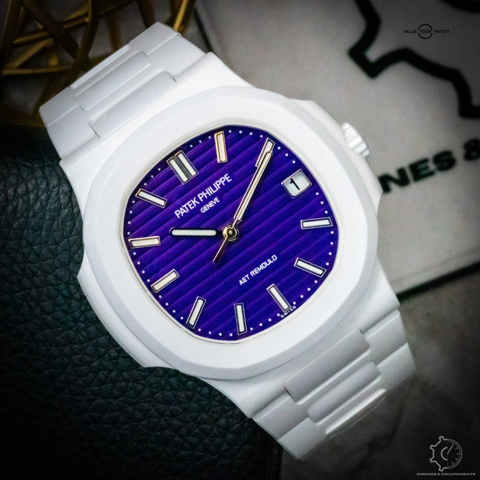 AET Remould Patek Philippe Nautilus 1 of 5 Purple Dial White Ceramic - Image 9