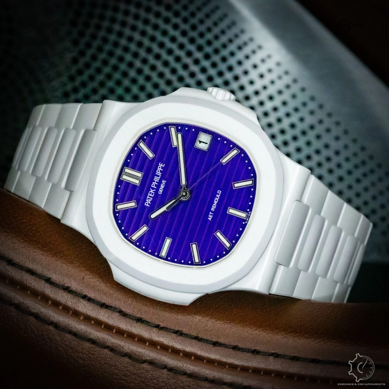 AET Remould Patek Philippe Nautilus 1 of 5 Purple Dial White Ceramic