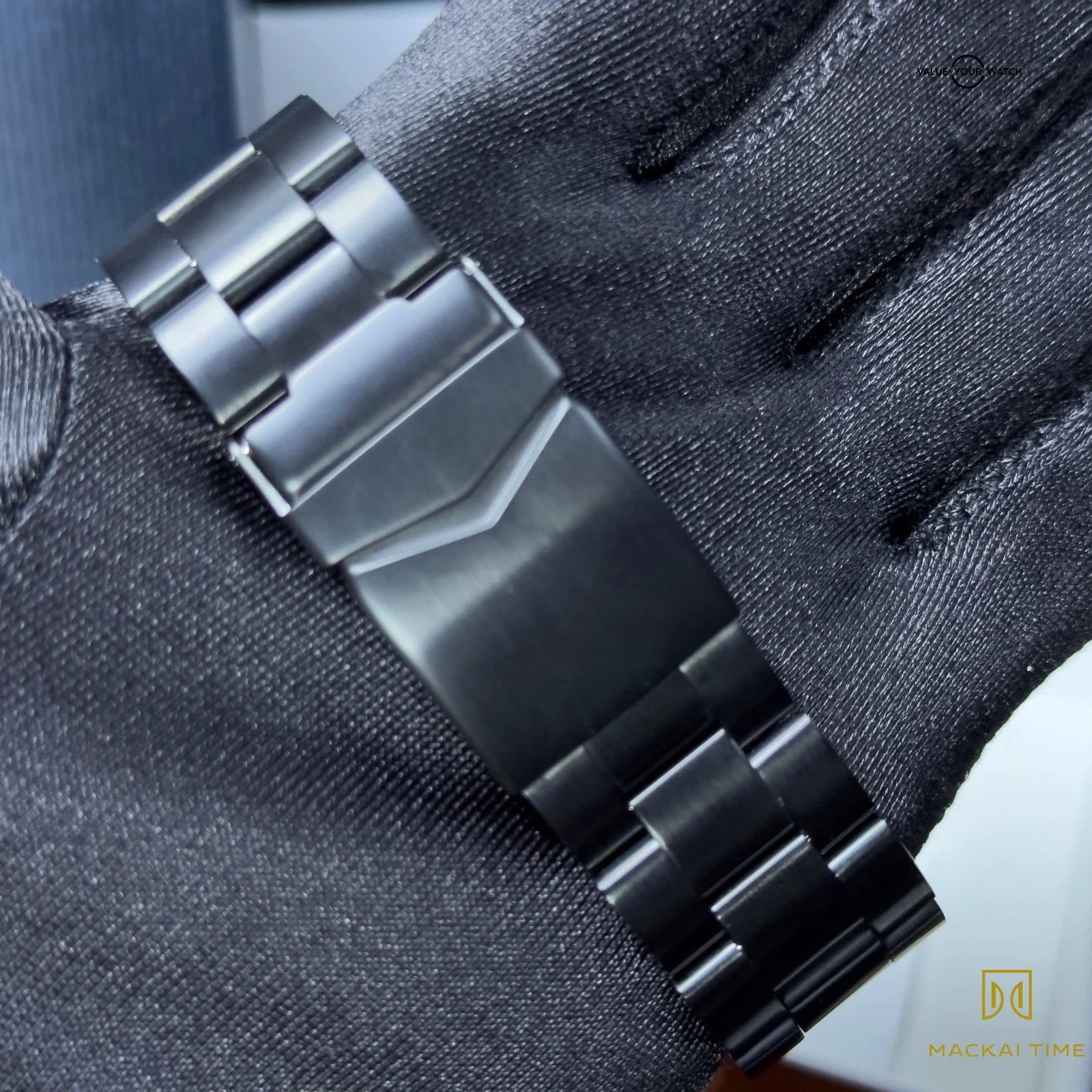 Na Hoku Black Chronograph Rare Hawaiian Koa Wood Dial Complete Set - Steel Watch - Image 8