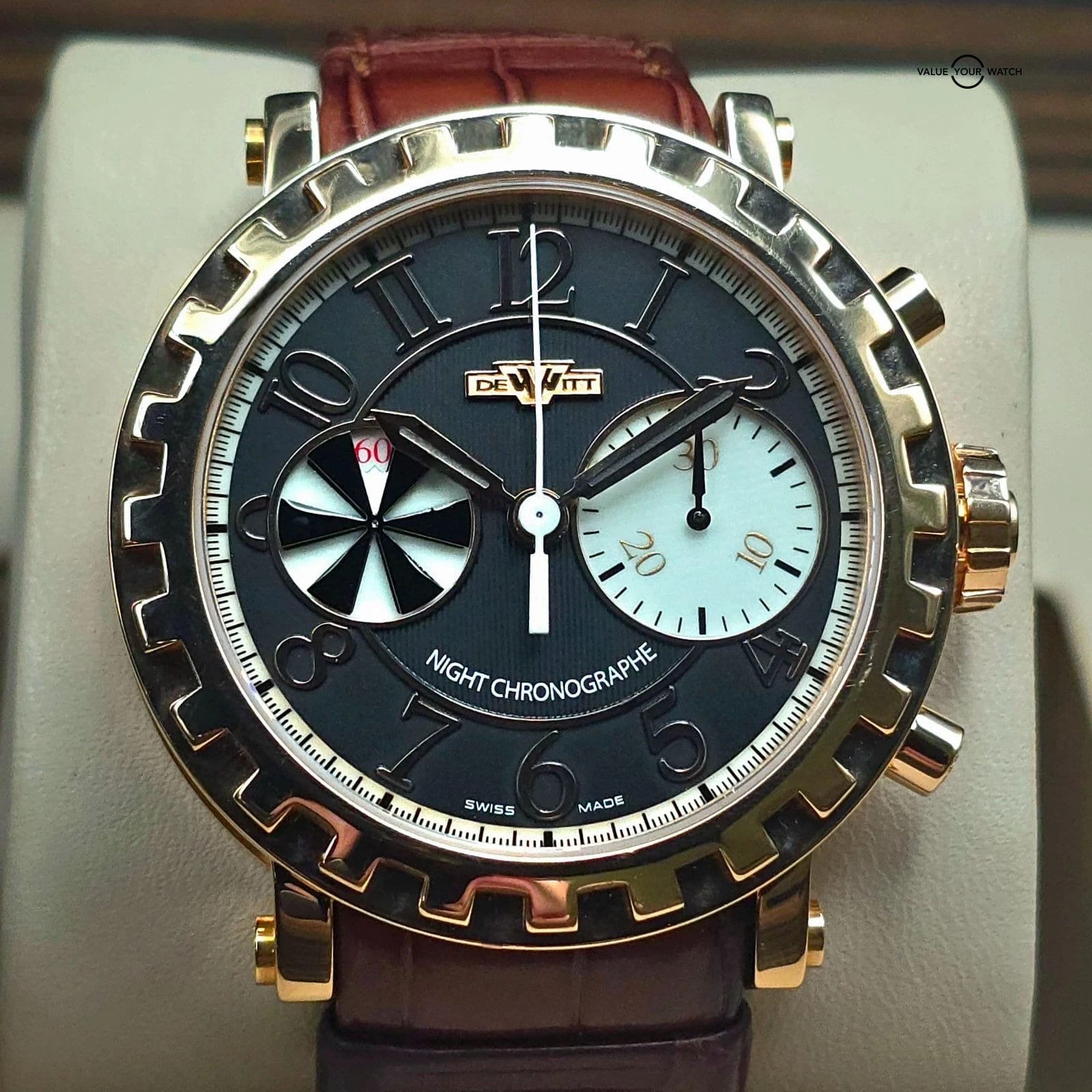 Dewitt Academia Night Chronograph Sequential, 43mm Solid 18k Rose gold, Full set