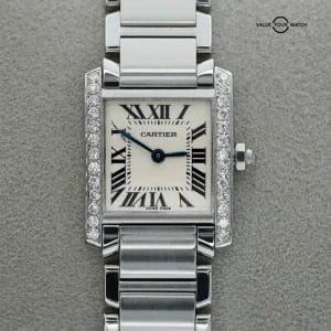 Cartier Tank Francaise Small Steel Ladies Quartz Diamond Bezel W51008Q3!