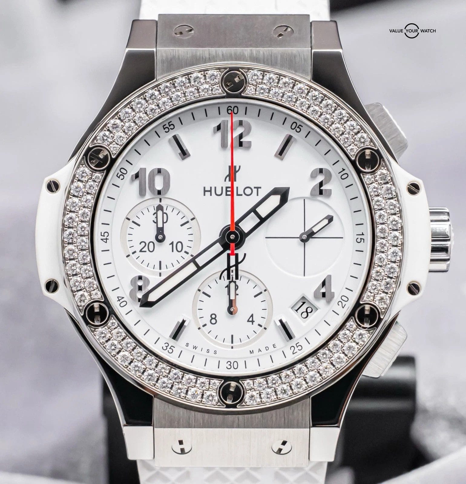 Hublot Big Bang 41 Steel White Diamonds $16K MSRP White Dial 342.SE.230.RW.114