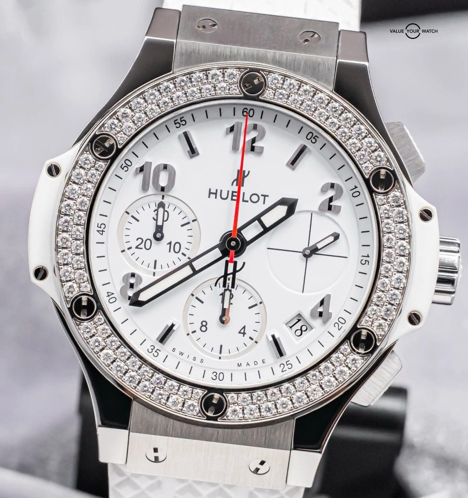 Hublot Big Bang 41 Steel White Diamonds $16K MSRP White Dial 342.SE.230.RW.114 - Image 4
