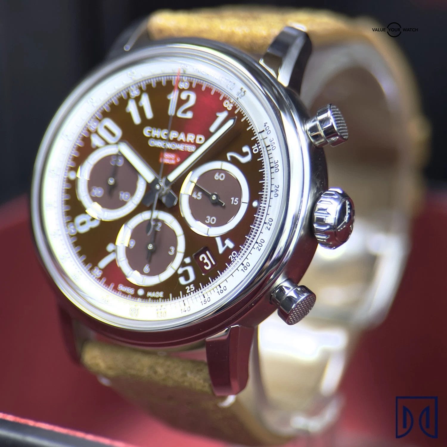 Chopard Mille Miglia Chronograph 2024 Mint Red Edition Watch / Box Leather band