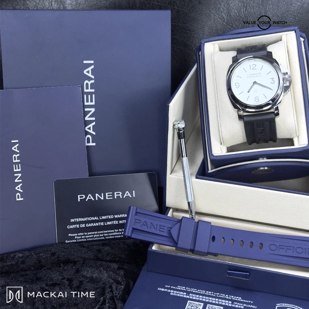 Panerai Luminor Base Logo White Dial Steel PAM01087 2025 Full Set w Extra Strap - Image 2