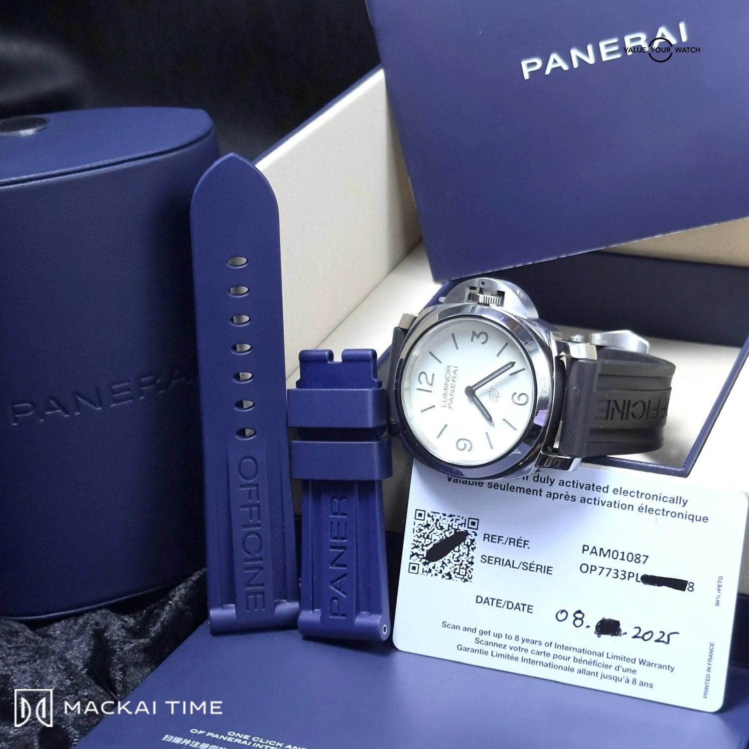 Panerai Luminor Base Logo White Dial Steel PAM01087 2025 Full Set w Extra Strap - Image 12