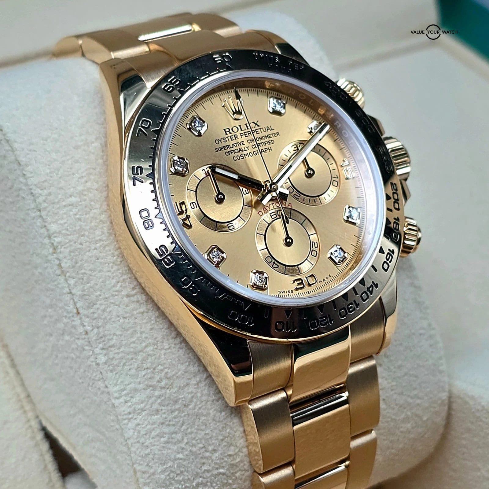Rolex Daytona in 18k yellow gold, champagne Diamond dial Full set 2018! - Image 5