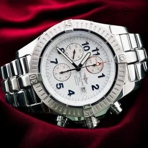Breitling Super Avenger A13370 -48mm White Dial Steel Chrono, Full Set Box & P