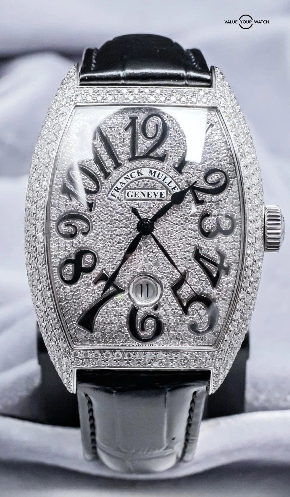Franck Muller Cintree Curvex Custom Diamonds Set Black 8880 B SC DT