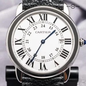 Cartier Ronde Solo De Cartier 36 mm Silver Dial Stainless Steel Leather W6700255
