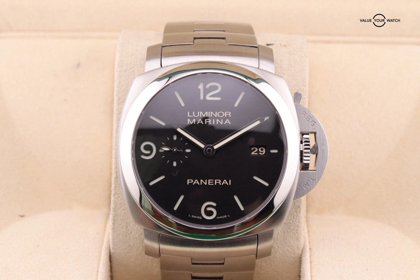 Panerai Luminor Marina 1950 3 Days Steel Auto 44mm Black Dial Watch PAM 328