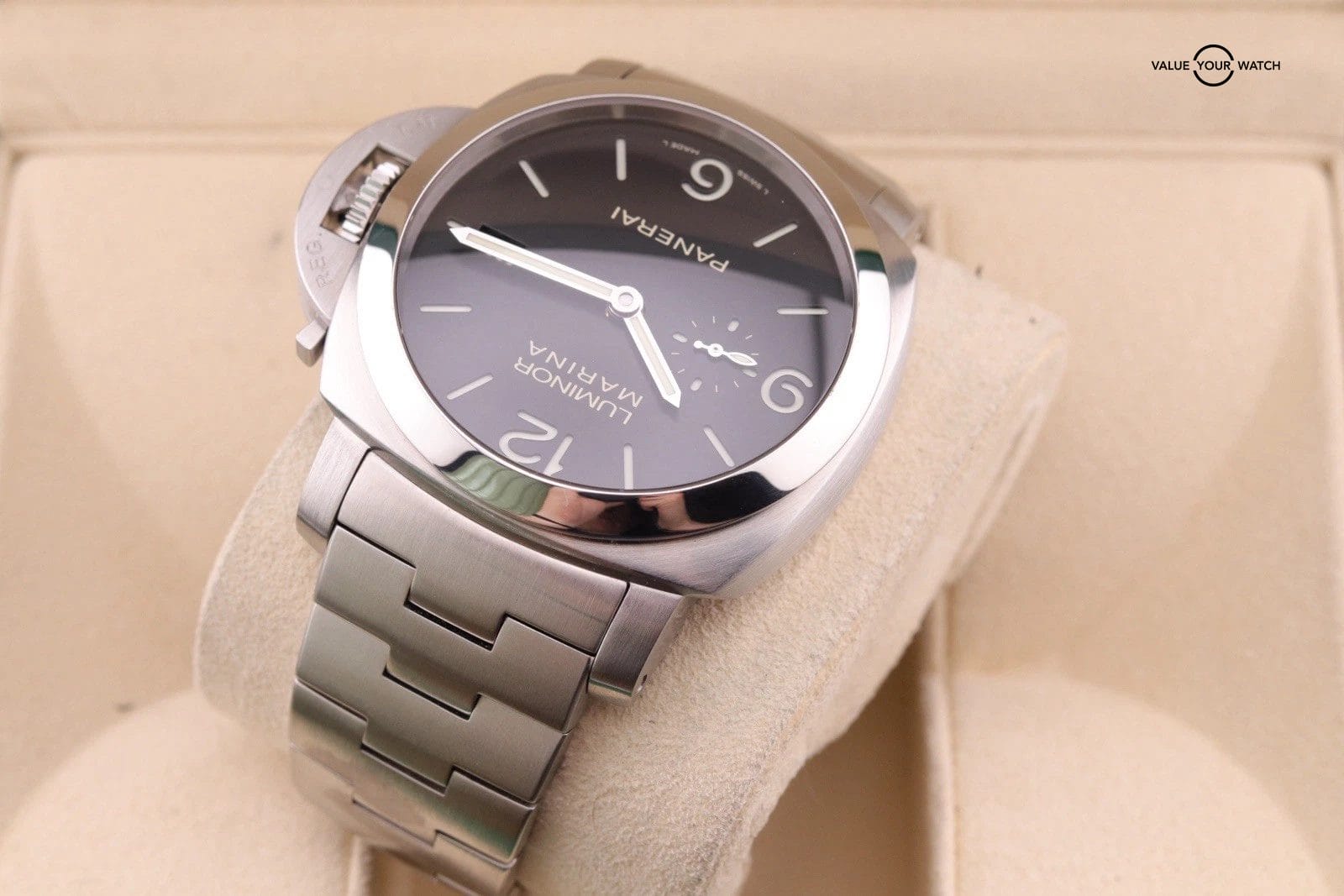 Panerai Luminor Marina 1950 3 Days Steel Auto 44mm Black Dial Watch PAM 328 - Image 5