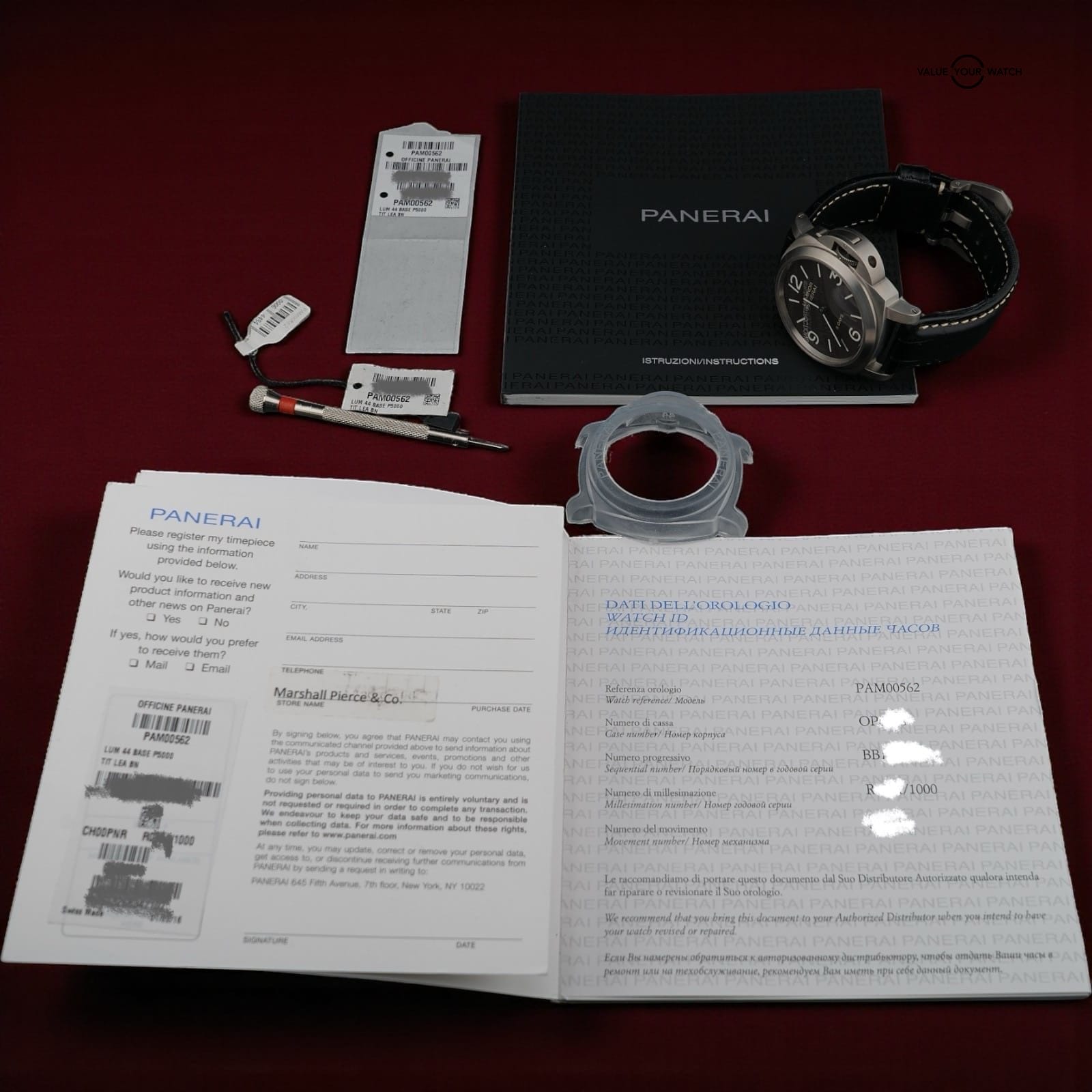 Panerai 8 Day Titanium PAM 00562 Full Set Box & 2 manuals 3 OEM Straps - Image 11