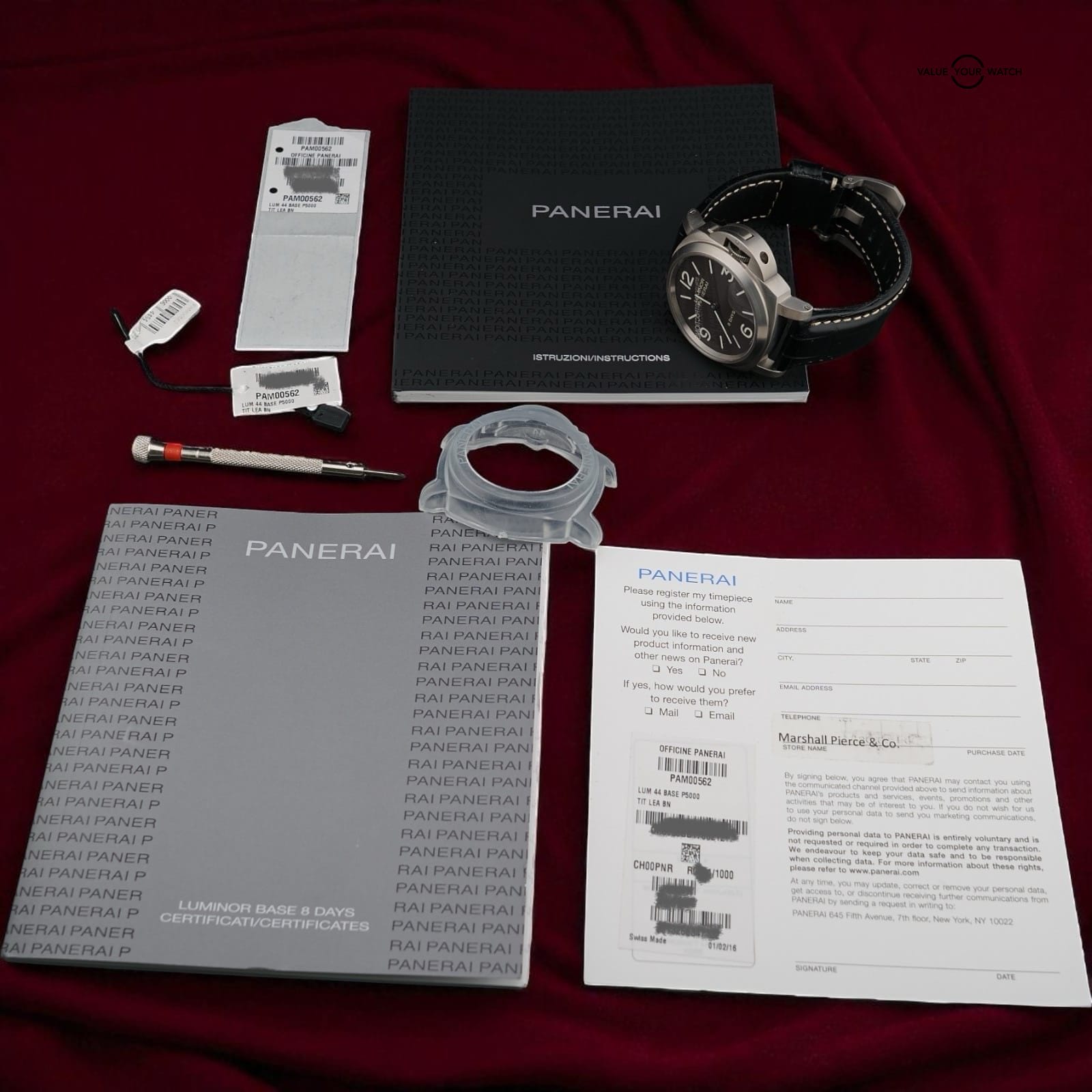 Panerai 8 Day Titanium PAM 00562 Full Set Box & 2 manuals 3 OEM Straps - Image 12