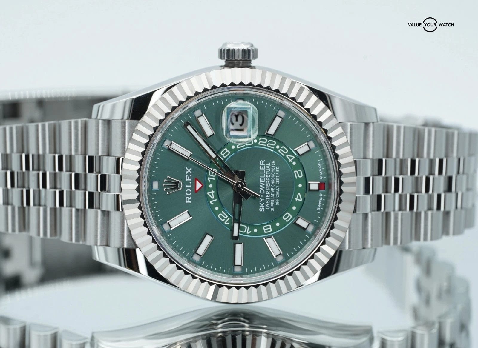 Rolex Sky-Dweller 336934 Green Dial Stainless Steel Jubilee BOXES/PAPERS! - Image 16