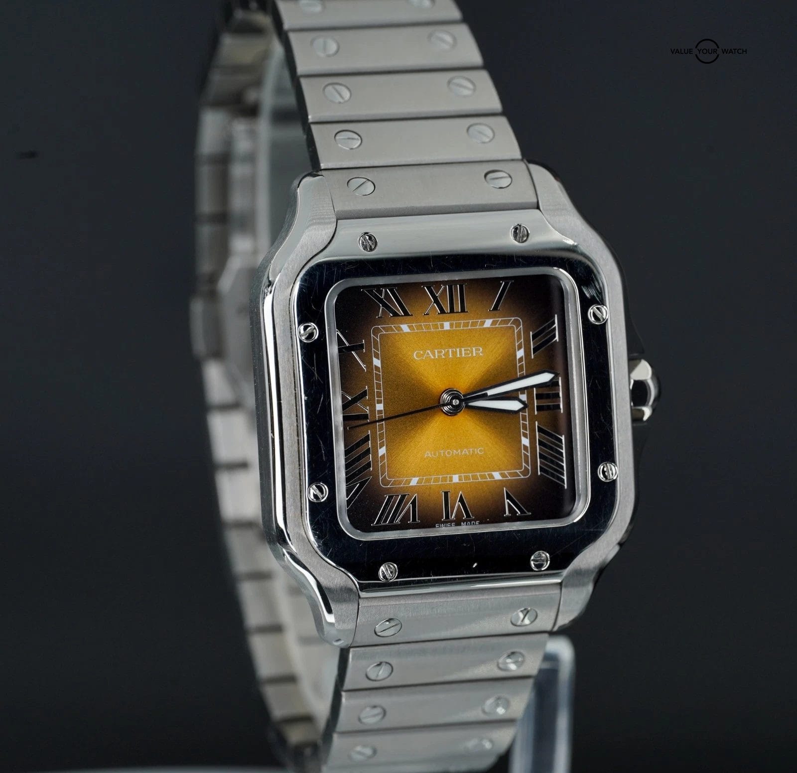 Cartier Santos de Cartier Medium Brown Dial Stainless Steel! Derby Watch Supply - Image 3