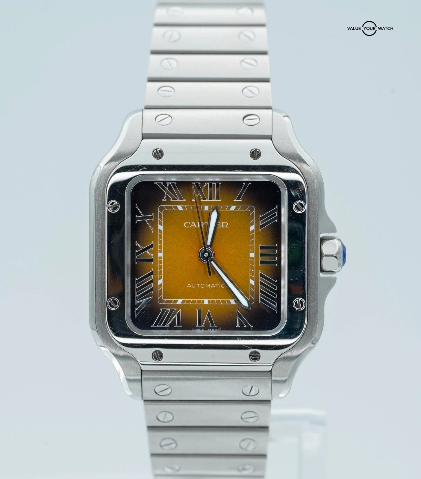 Cartier Santos de Cartier Medium Brown Dial Stainless Steel! Derby Watch Supply