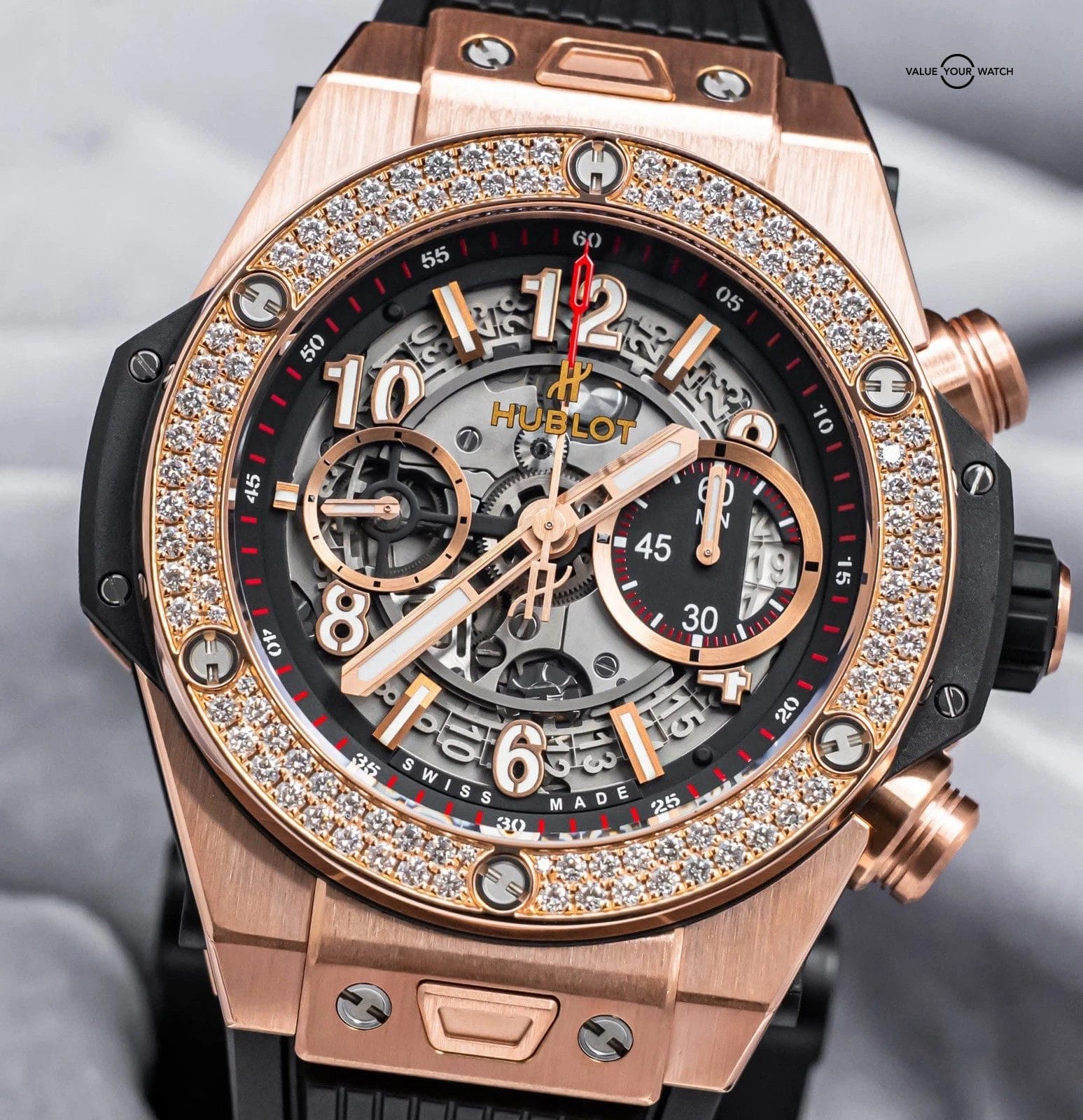 Hublot Big Bang Unico King Gold Diamonds 45 mm Box $54K MSRP 411.OX.1180.RX.1104