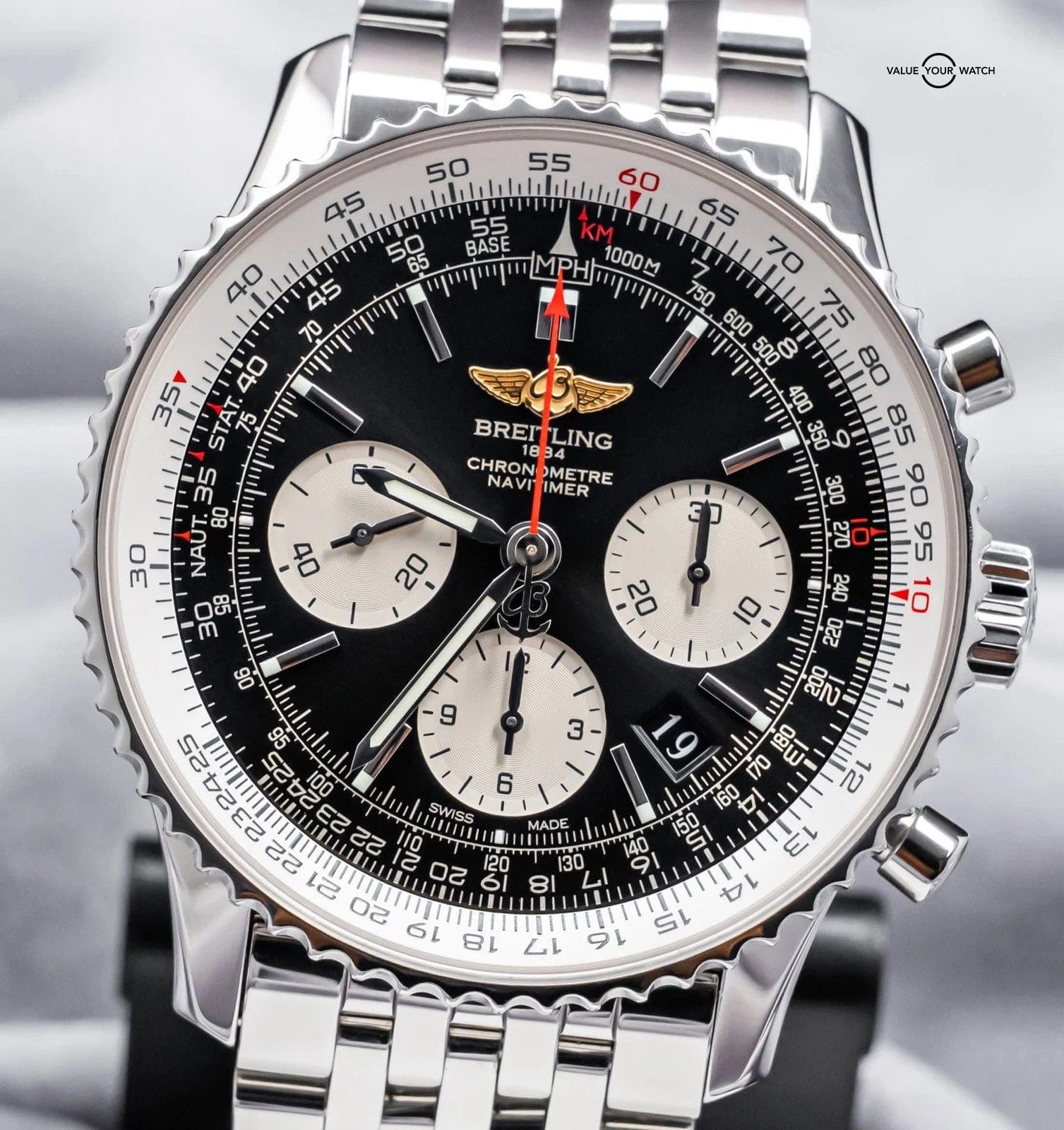 Breitling Navitimer 01 43 Chronograph $9K MSRP Complete Black Dial AB0120