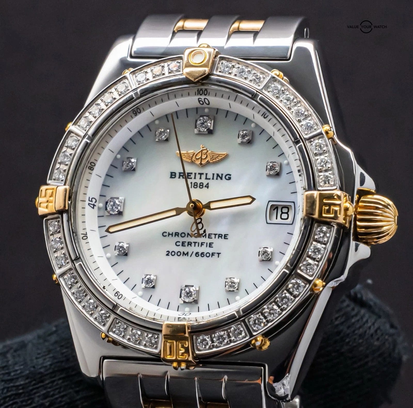Breitling Callisto 34 mm Diamonds Windrider Yellow Gold Mother of Pearl B77346 - Image 2