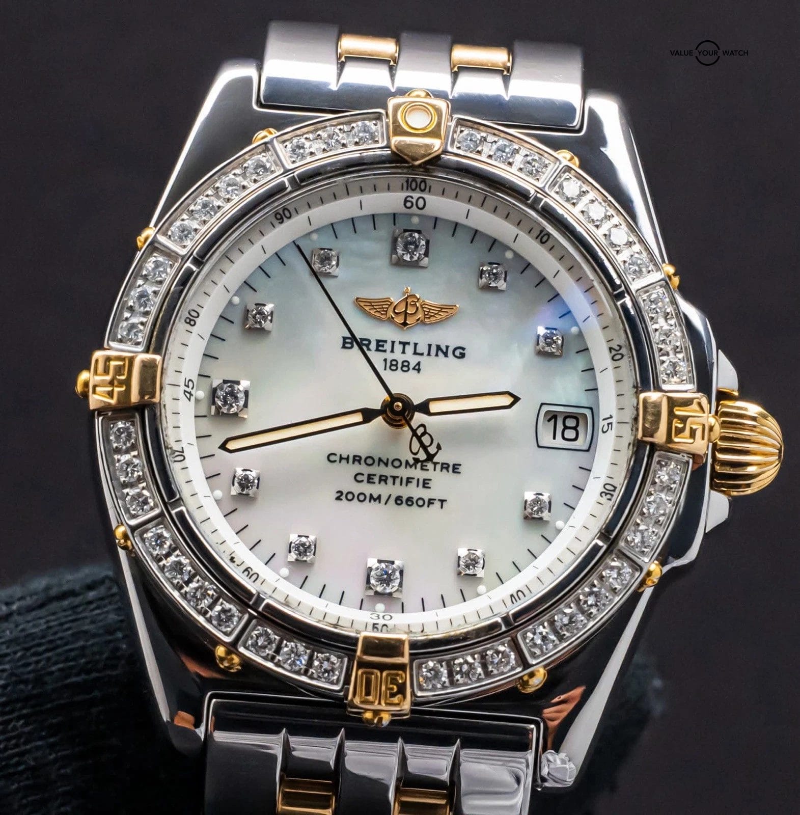 Breitling Callisto 34 mm Diamonds Windrider Yellow Gold Mother of Pearl B77346 - Image 4