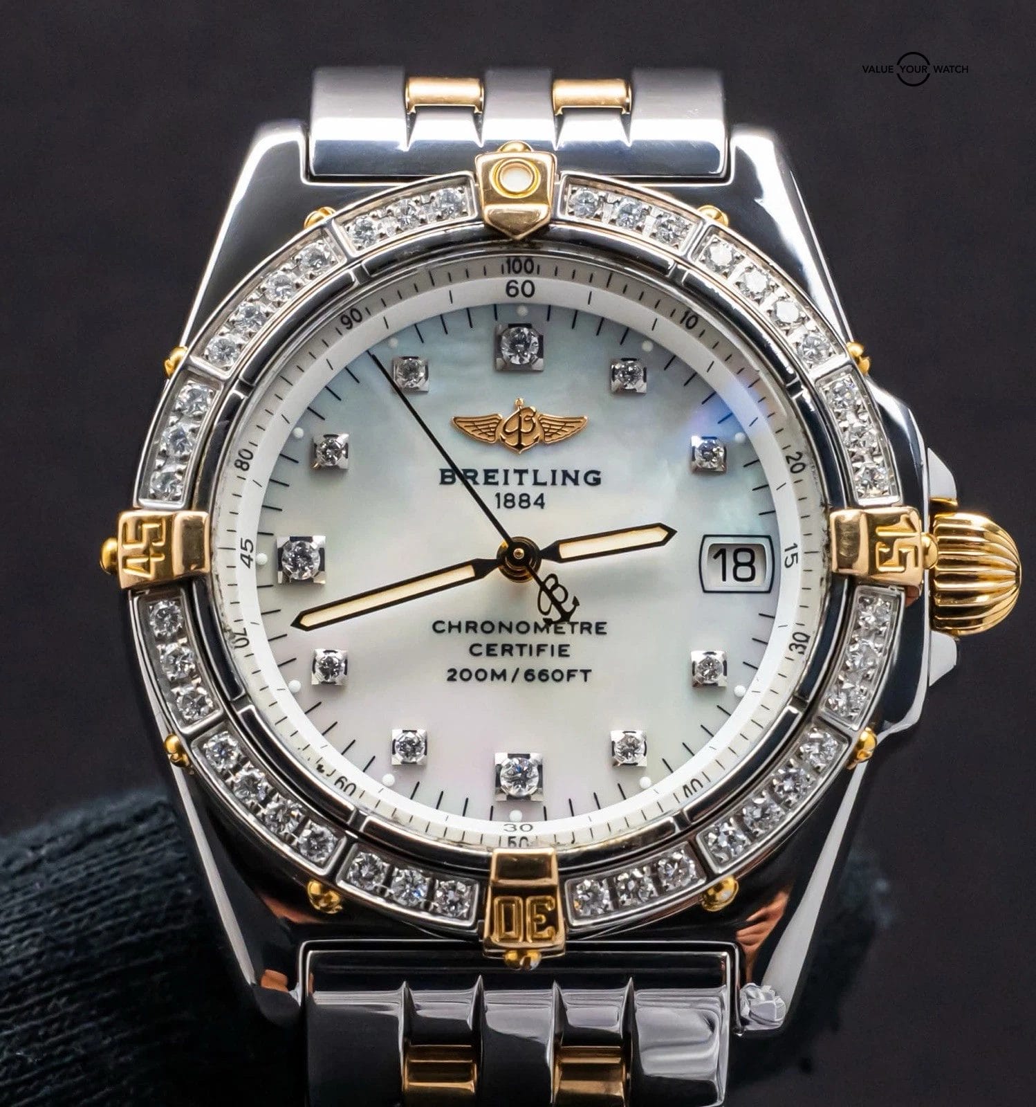 Breitling Callisto 34 mm Diamonds Windrider Yellow Gold Mother of Pearl B77346