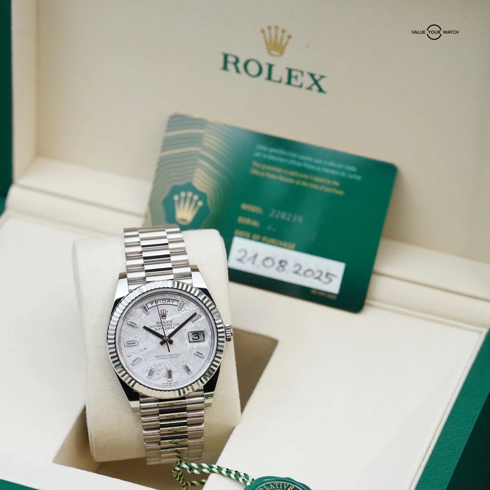 Rolex Day-Date 228239 White Gold President | Meteorite | 2025 Mint, Complete Set - Image 2