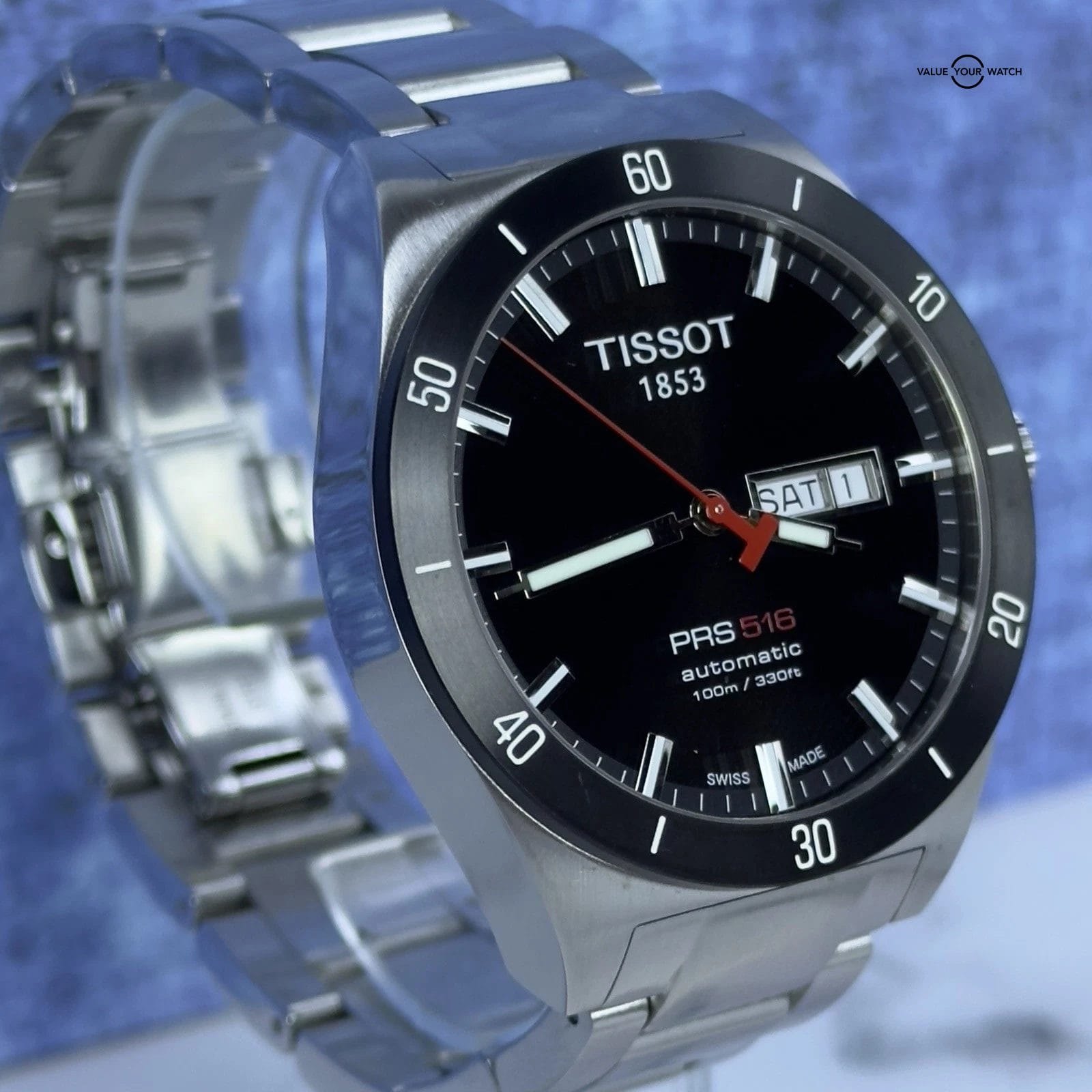 Tissot PRS 516 Men's Black Watch - T044.430.21.051.00 Steel Bracelet Sapphire - Image 2