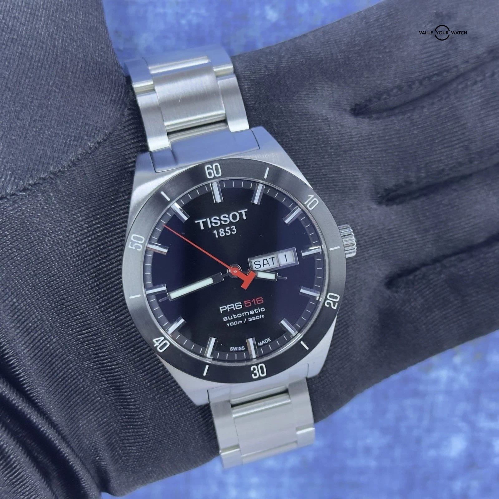 Tissot PRS 516 Men's Black Watch - T044.430.21.051.00 Steel Bracelet Sapphire - Image 10