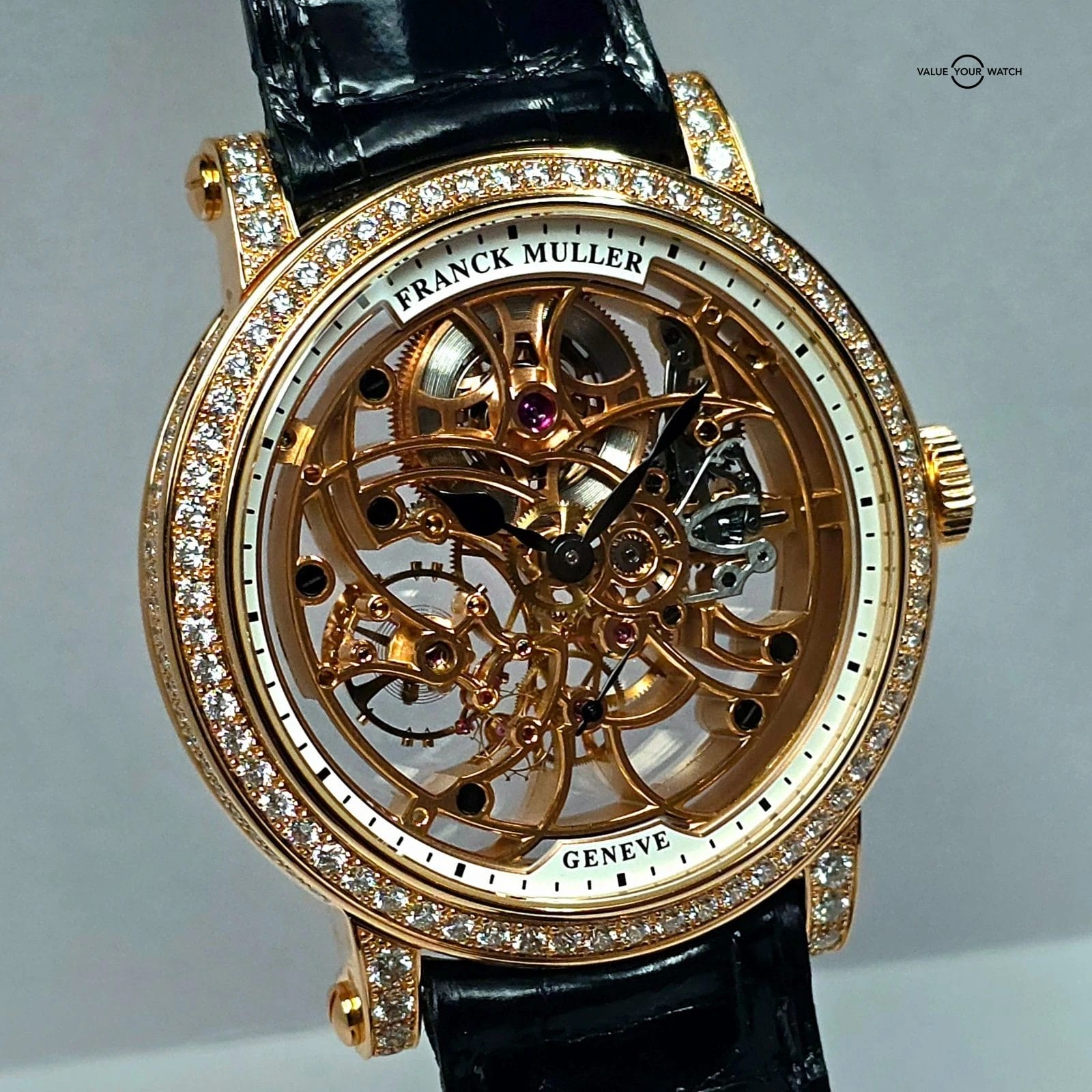 Franck Muller 7 Days Round Skeleton, Solid 18k gold and Diamonds! Full set 2024