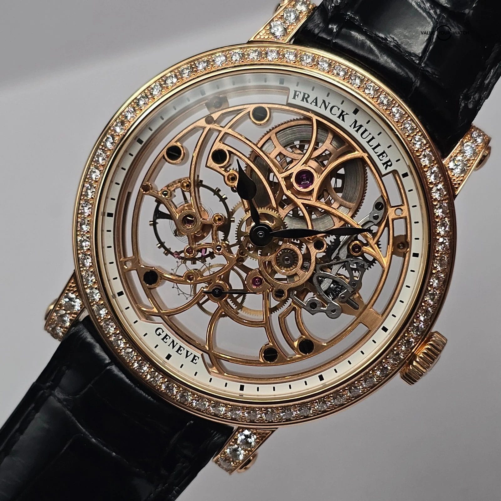 Franck Muller 7 Days Round Skeleton, Solid 18k gold and Diamonds! Full set 2024 - Image 12