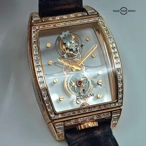 Corum Golden Bridge Tourbillon, 18k gold Factory Baguette Diamonds, 5 piece run!