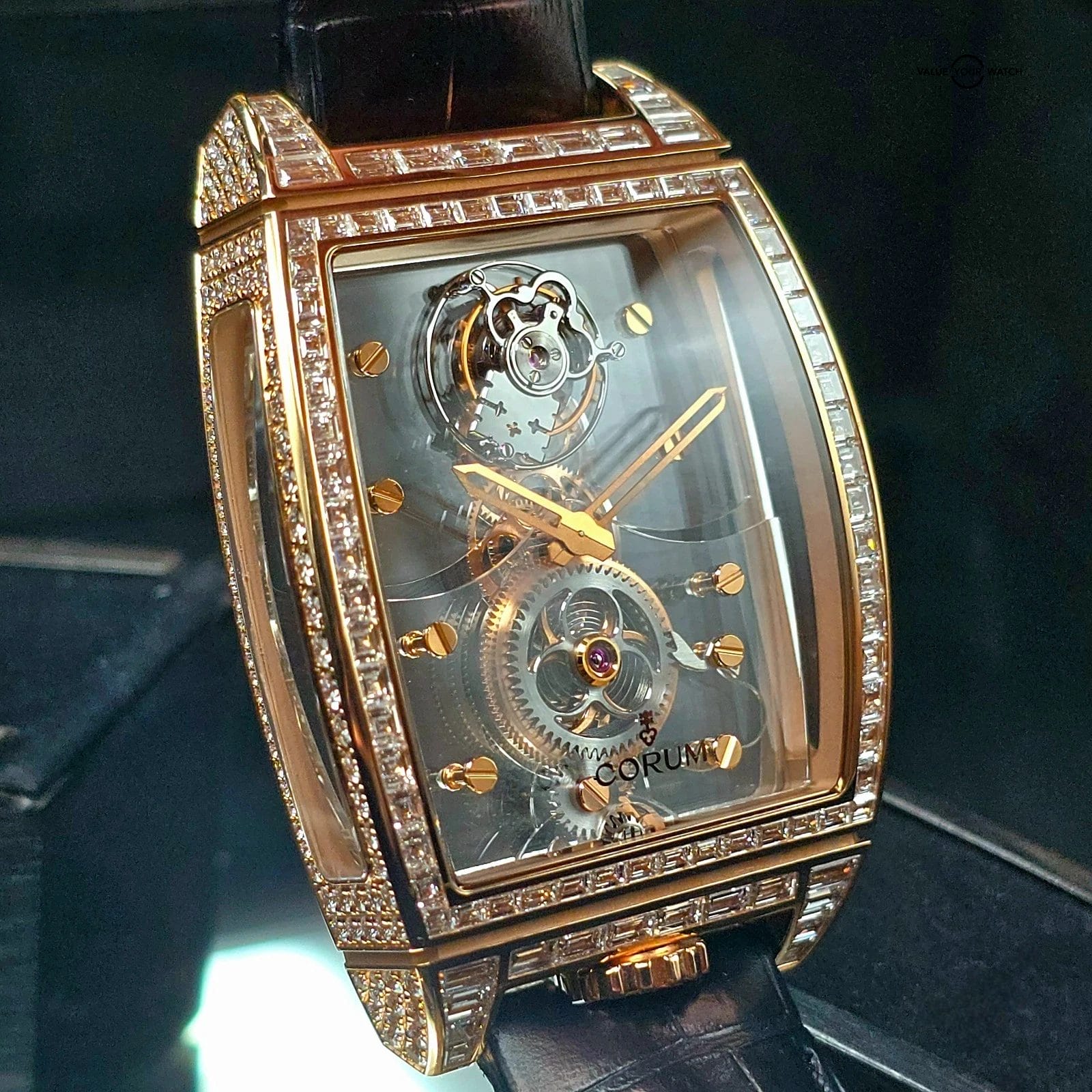 Corum Golden Bridge Tourbillon, 18k gold Factory Baguette Diamonds, 5 piece run! - Image 6
