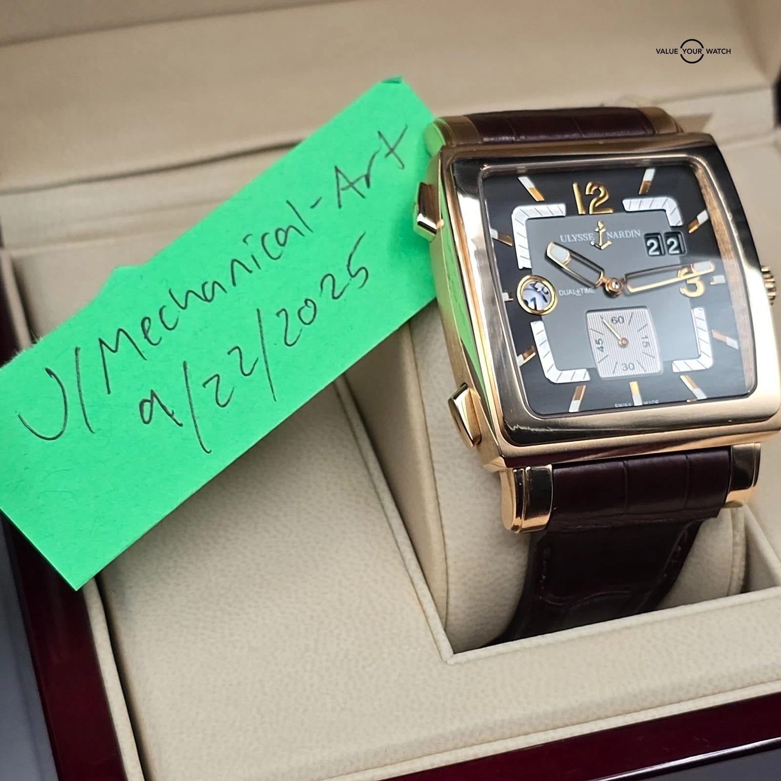 Ulysse Nardin Quadrato Dual Time in 42mm 18k rose gold! Full set Ref. 246-92 - Image 2