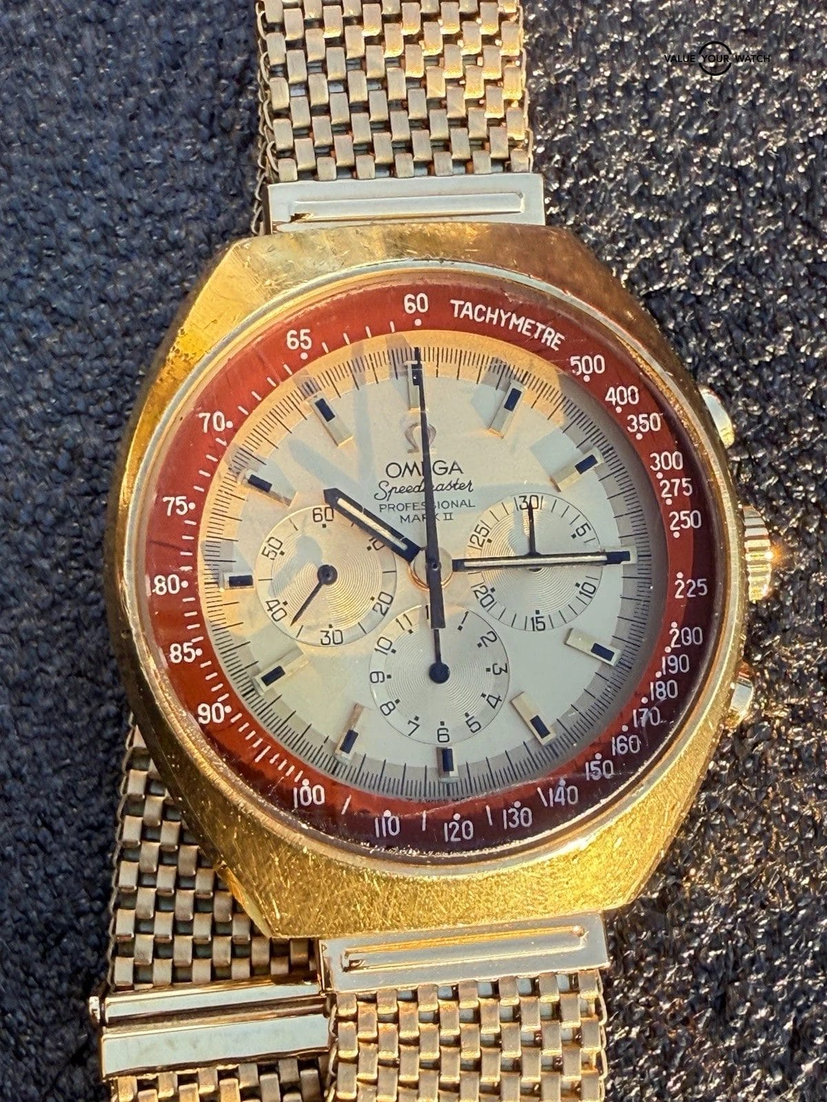 Auth. Omega Speedmaster Professional Mark II 145.034 Gold Plated 861 Estate Runs - Image 9