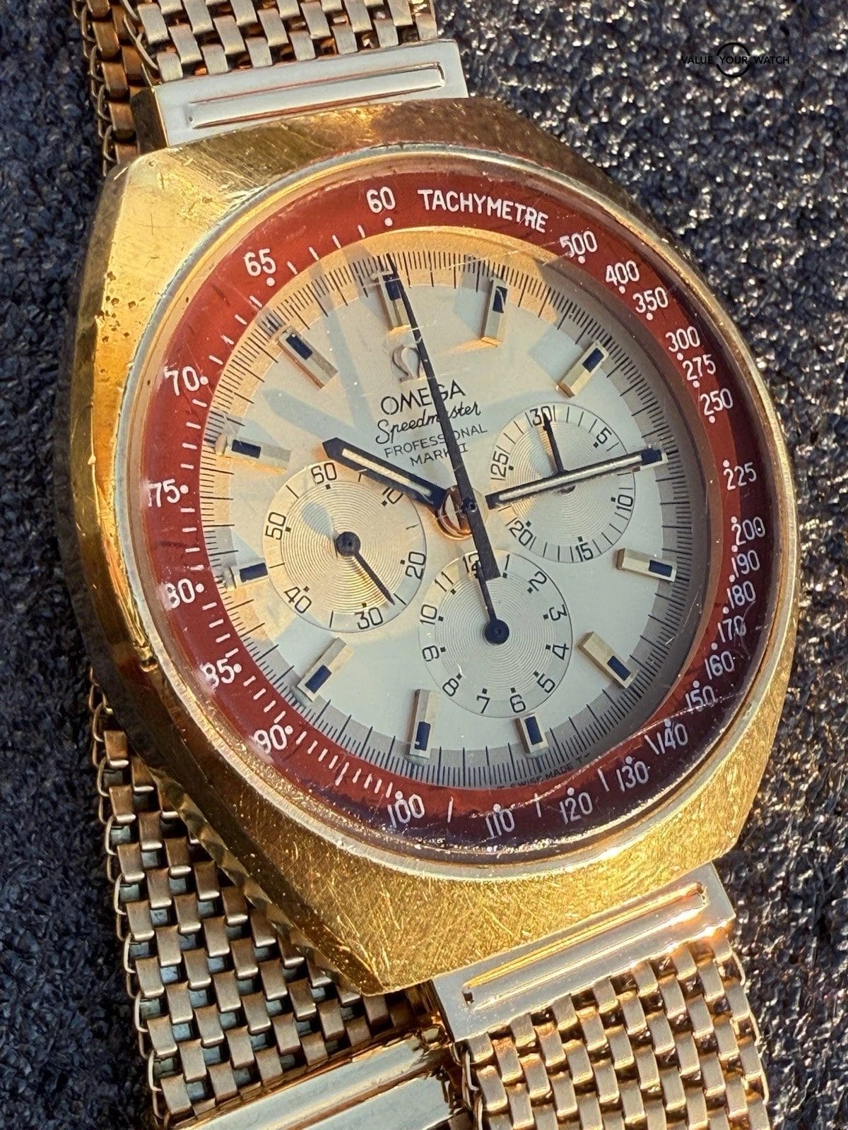 Auth. Omega Speedmaster Professional Mark II 145.034 Gold Plated 861 Estate Runs - Image 11