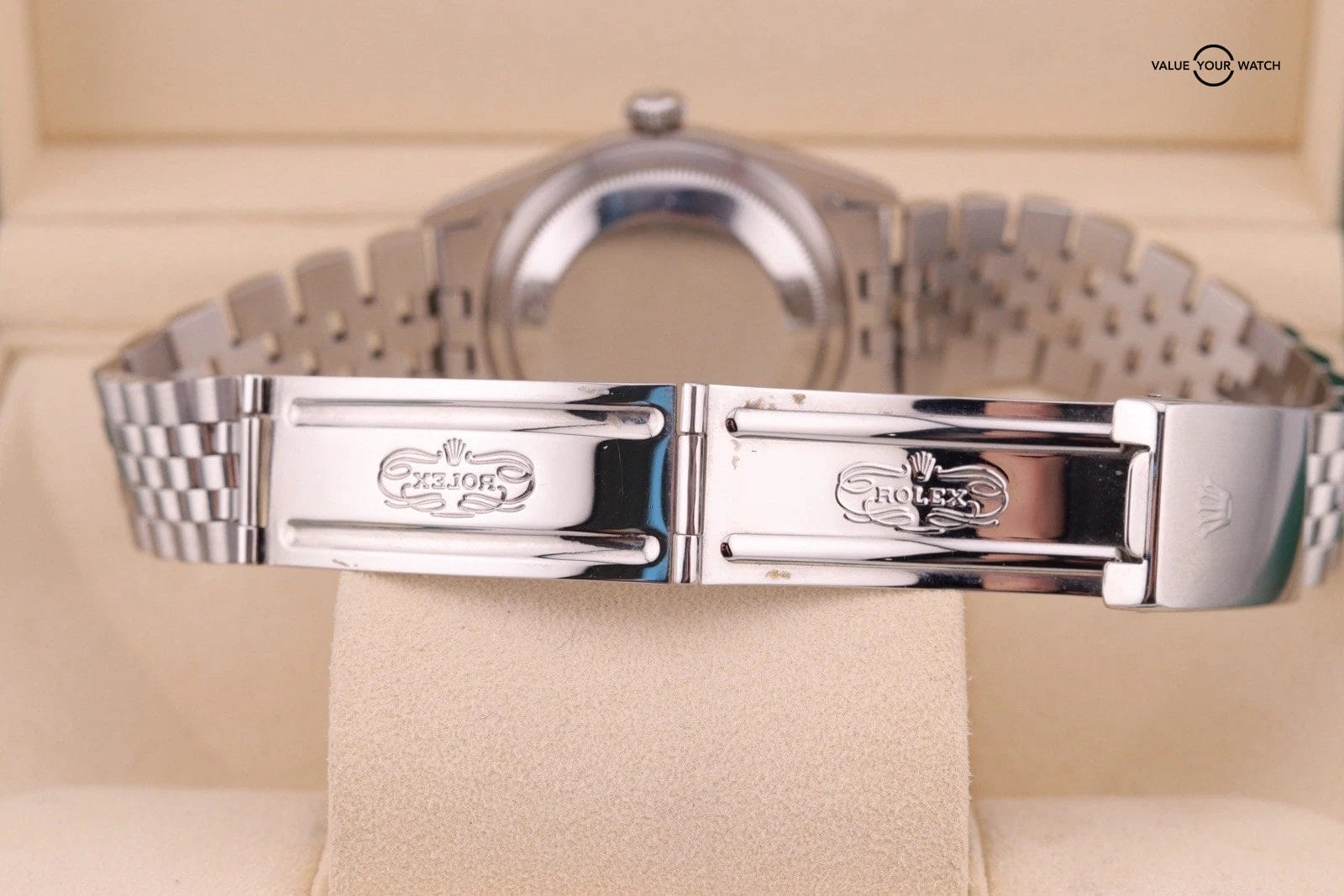 ROLEX DATEJUST 16234 BLUE DIAMOND Vignette DIAL 18K WHITE GOLD STAINLESS STEEL - Image 5