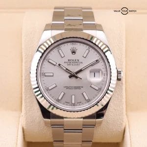 2015 Rolex Datejust II 41MM 116334 Fluted Bezel White Dial Stainless Steel