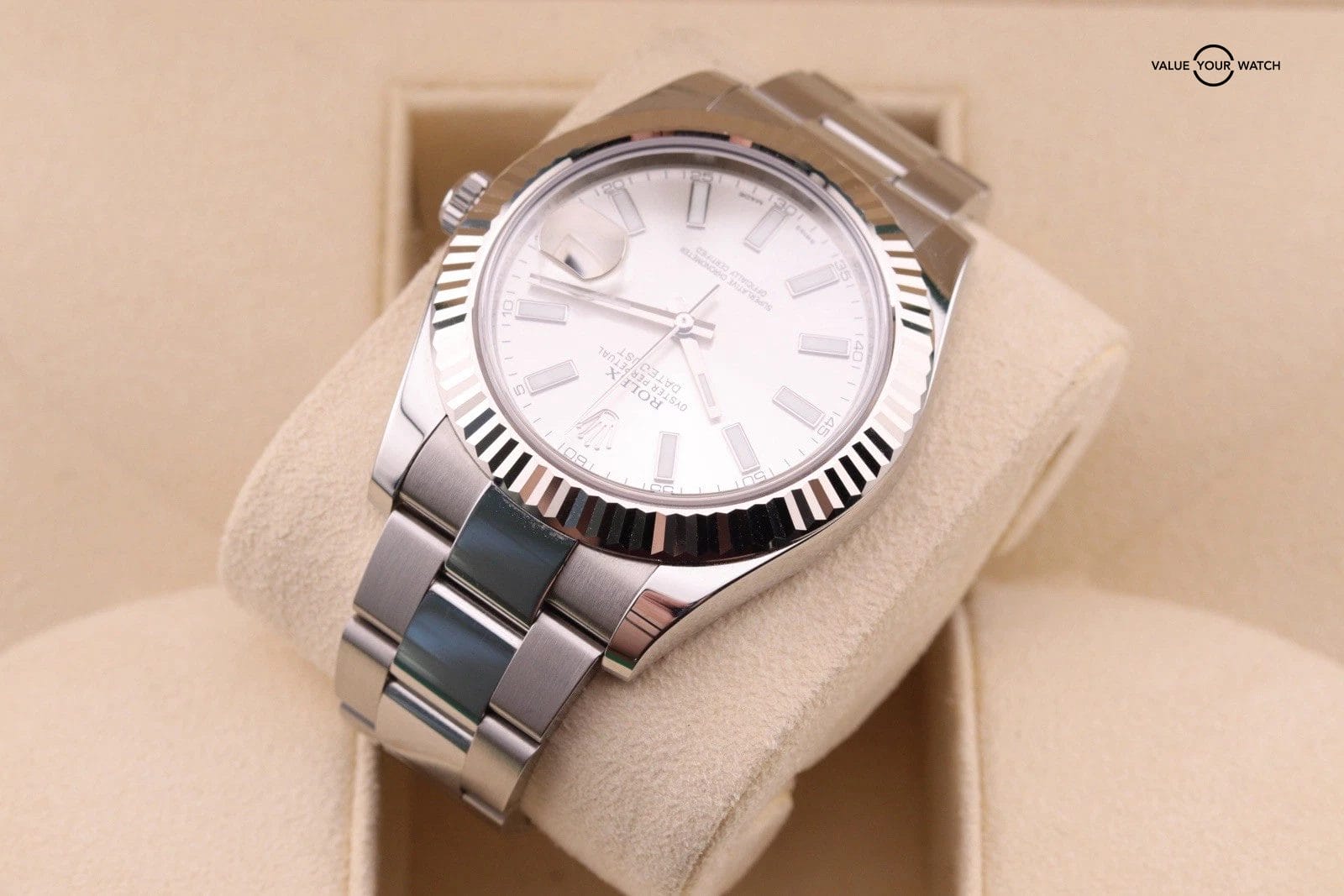 2015 Rolex Datejust II 41MM 116334 Fluted Bezel White Dial Stainless Steel - Image 3