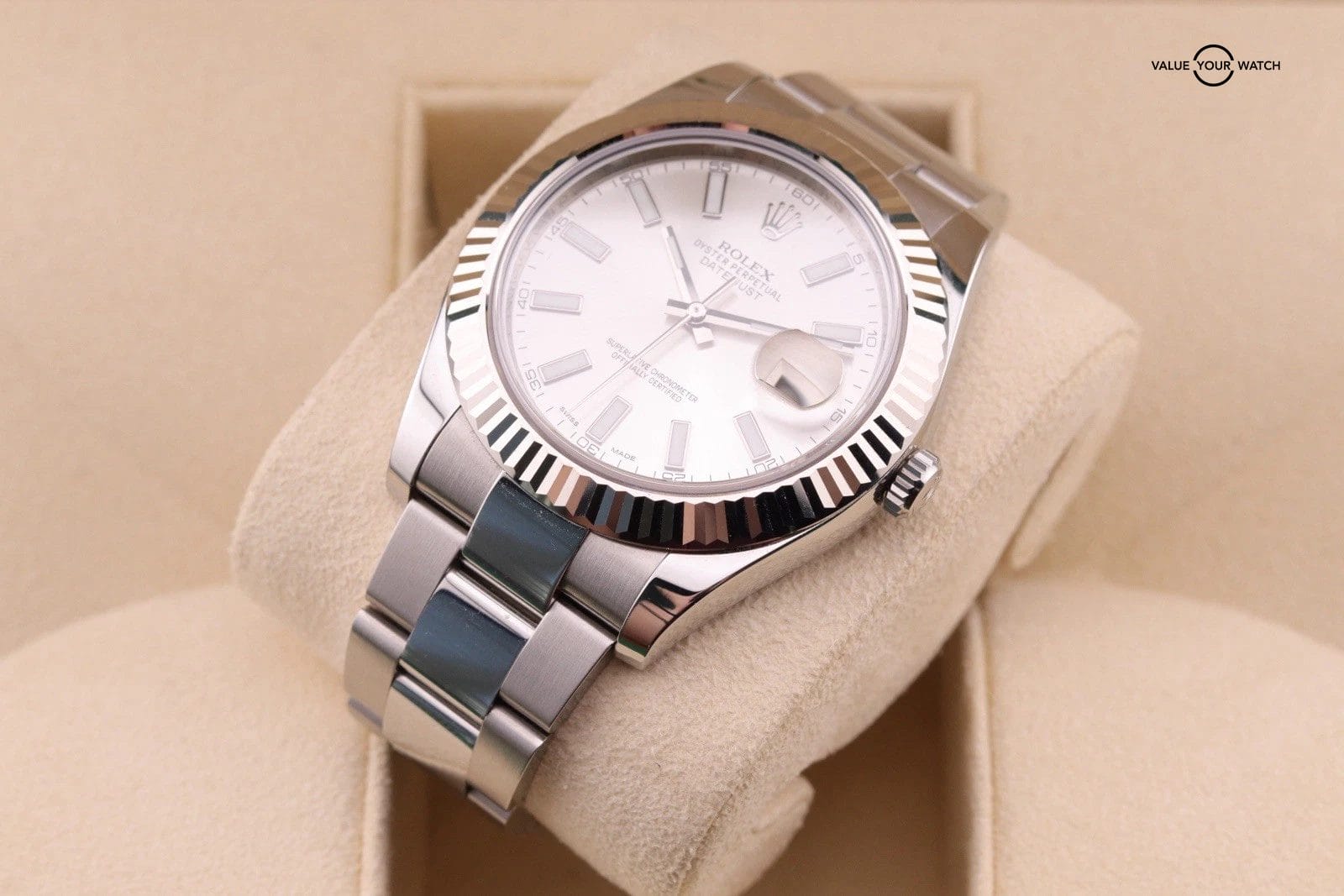 2015 Rolex Datejust II 41MM 116334 Fluted Bezel White Dial Stainless Steel - Image 5