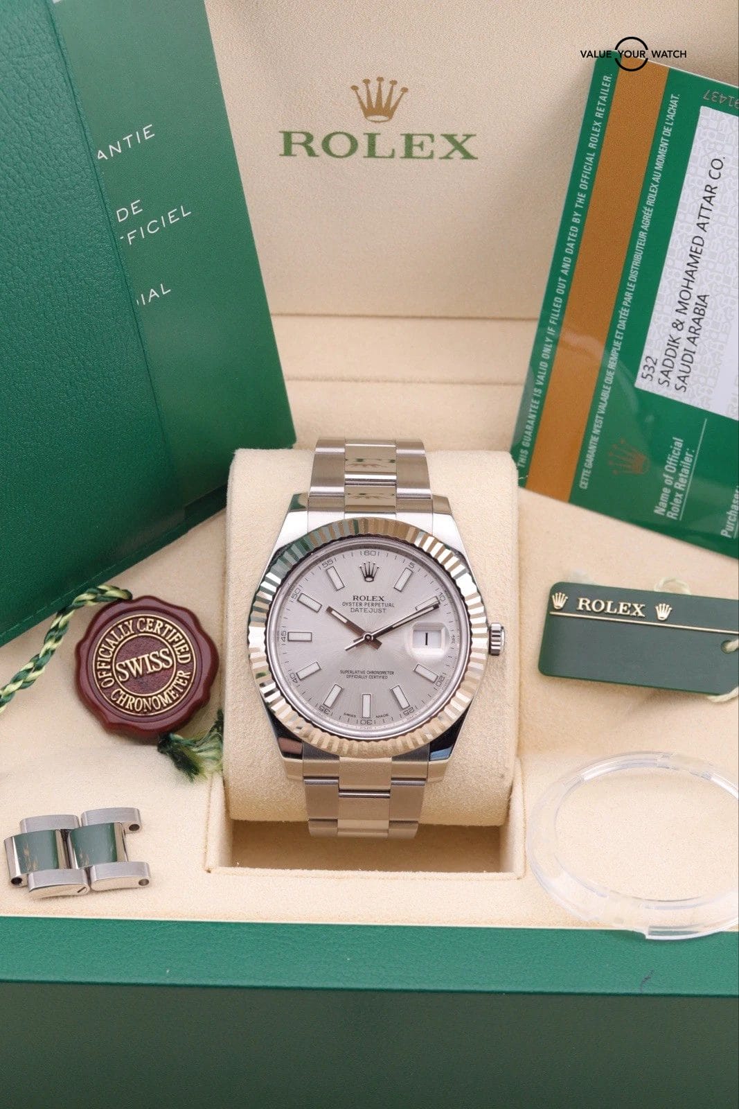 2015 Rolex Datejust II 41MM 116334 Fluted Bezel White Dial Stainless Steel - Image 7