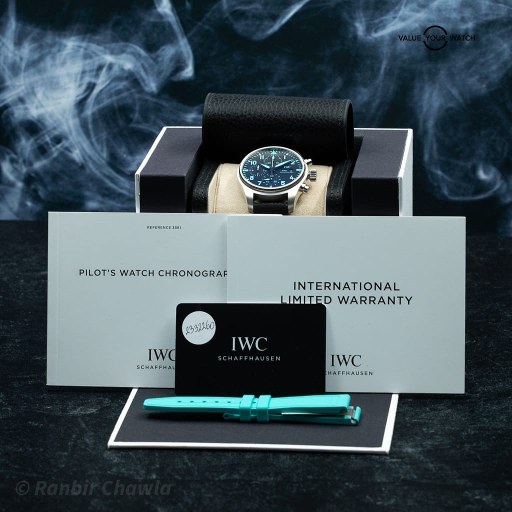 IWC Pilot’s Chronograph 41 Mercedes-AMG PETRONAS IW388108 – Titanium – Full Set – Black & Green Straps - Image 3