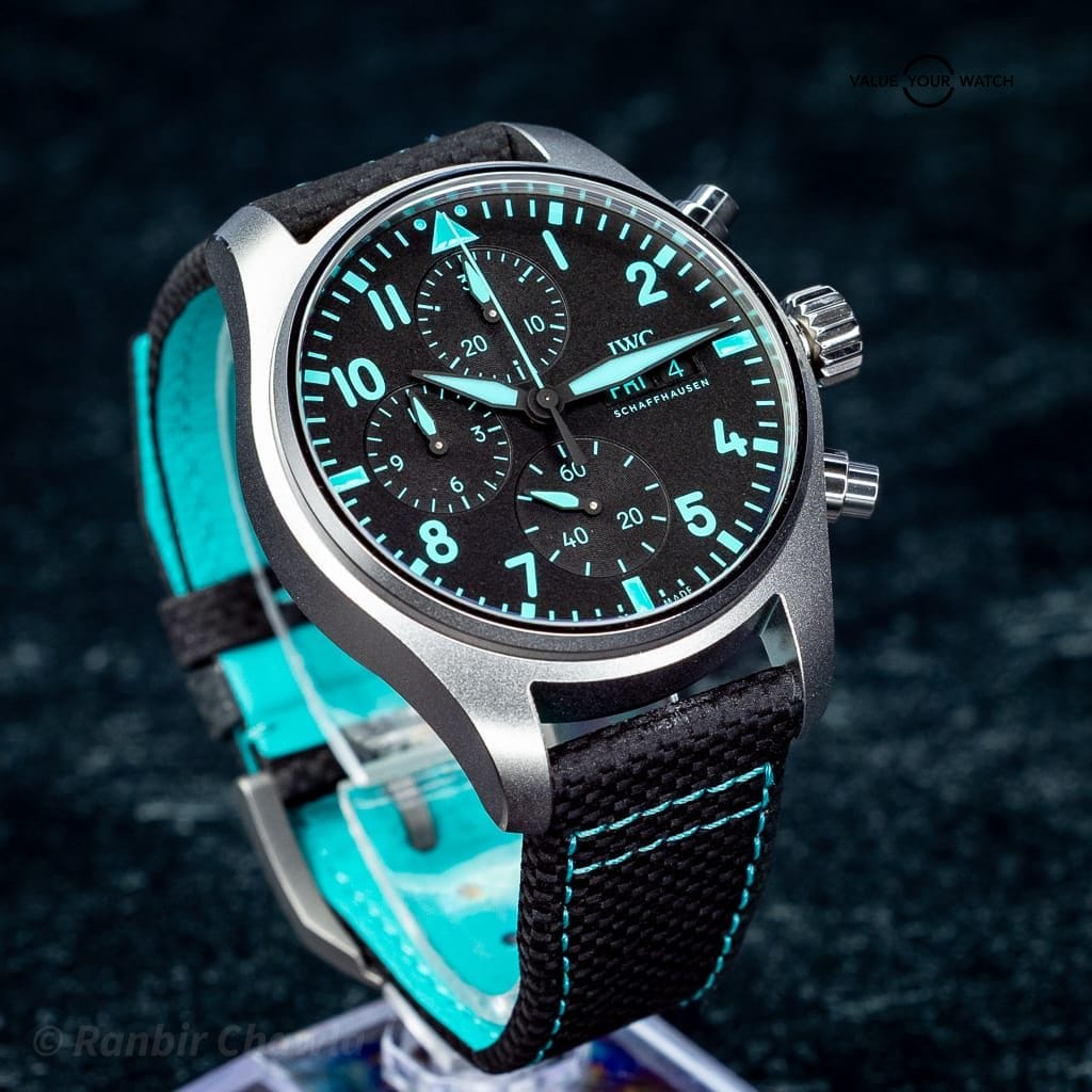 IWC Pilot’s Chronograph 41 Mercedes-AMG PETRONAS IW388108 – Titanium – Full Set – Black & Green Straps - Image 6